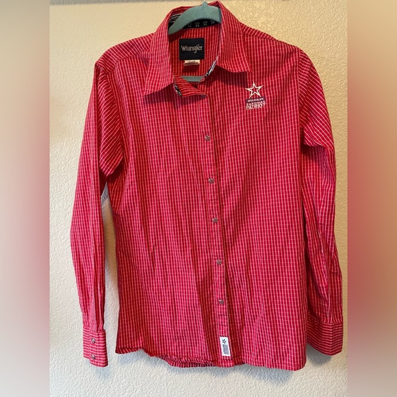 Wrangler Western Wear National Patriot Rodeo Shirt, long sleeve button down, red - Picture 1 of 11